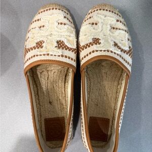Tory Burch Tan and Cream Espadrilles